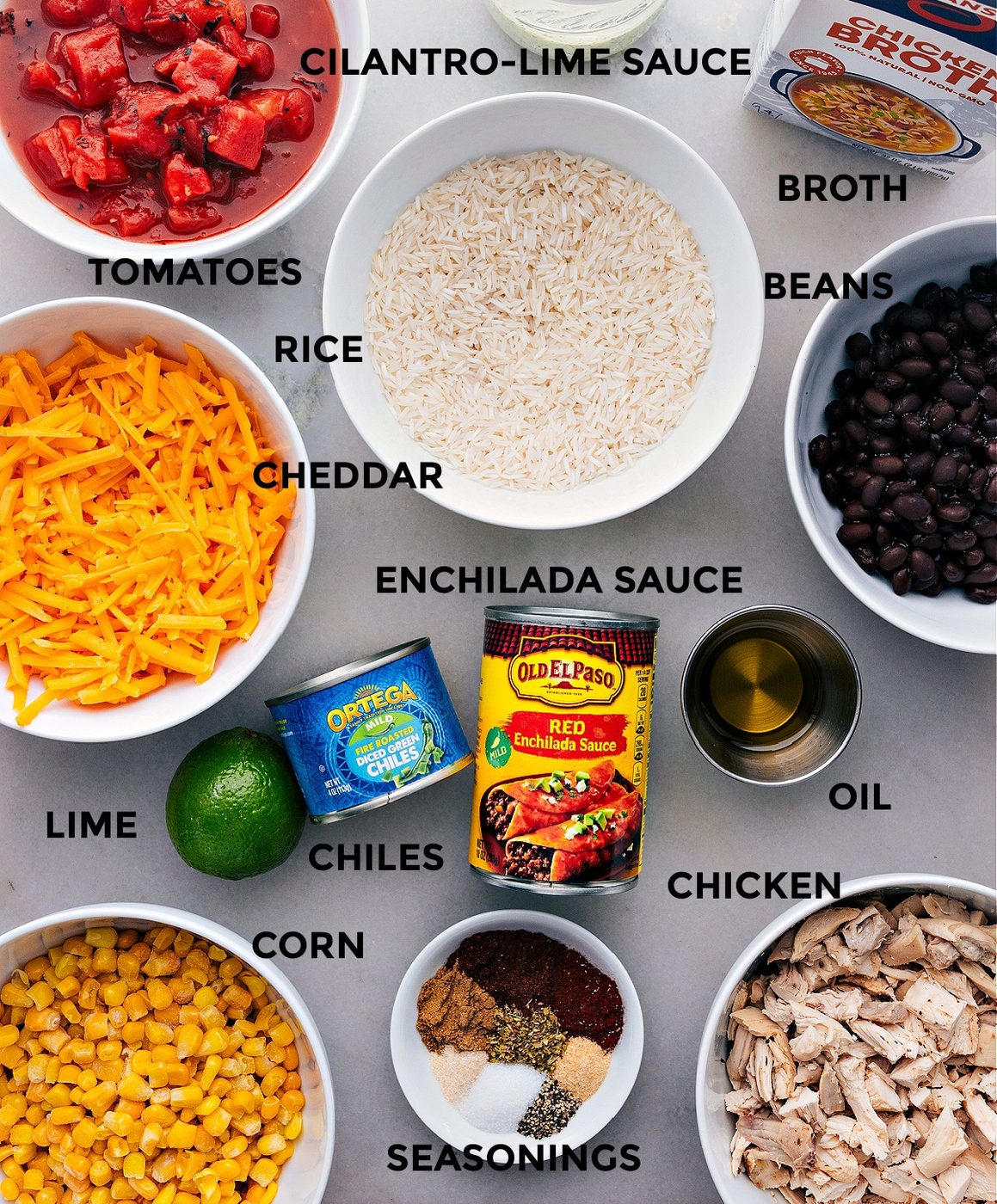 All the ingredients used in this dish prepped out for straightforward assembly.