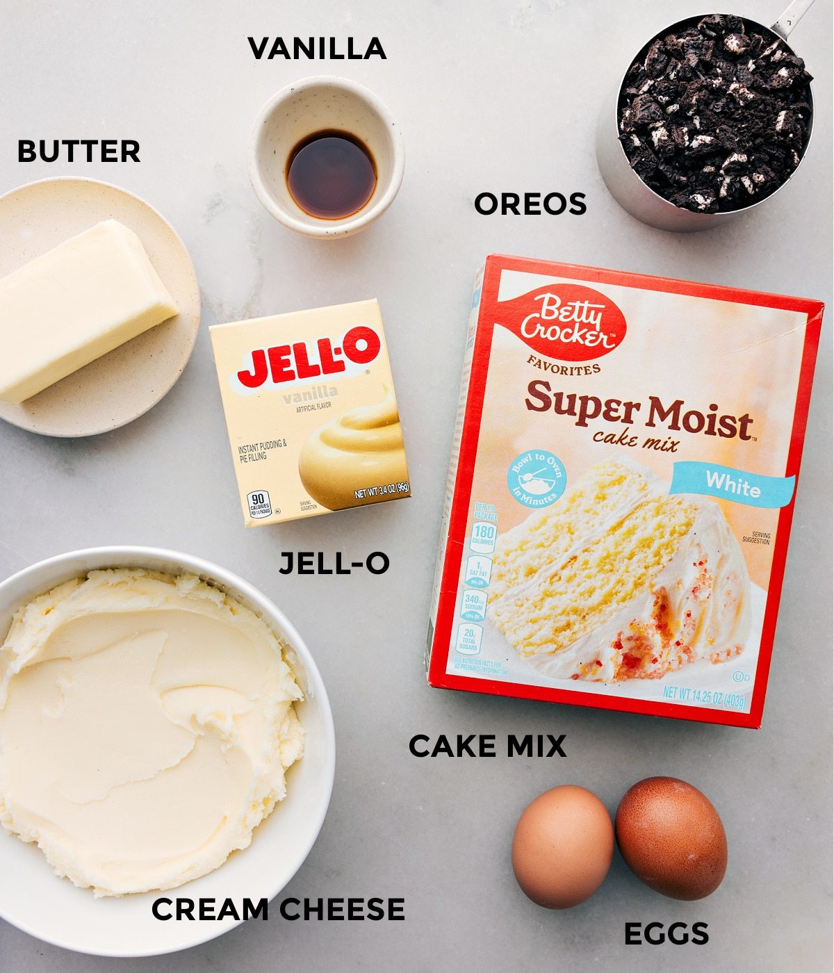 All the ingredients in this recipe prepped out for straightforward assembly.
