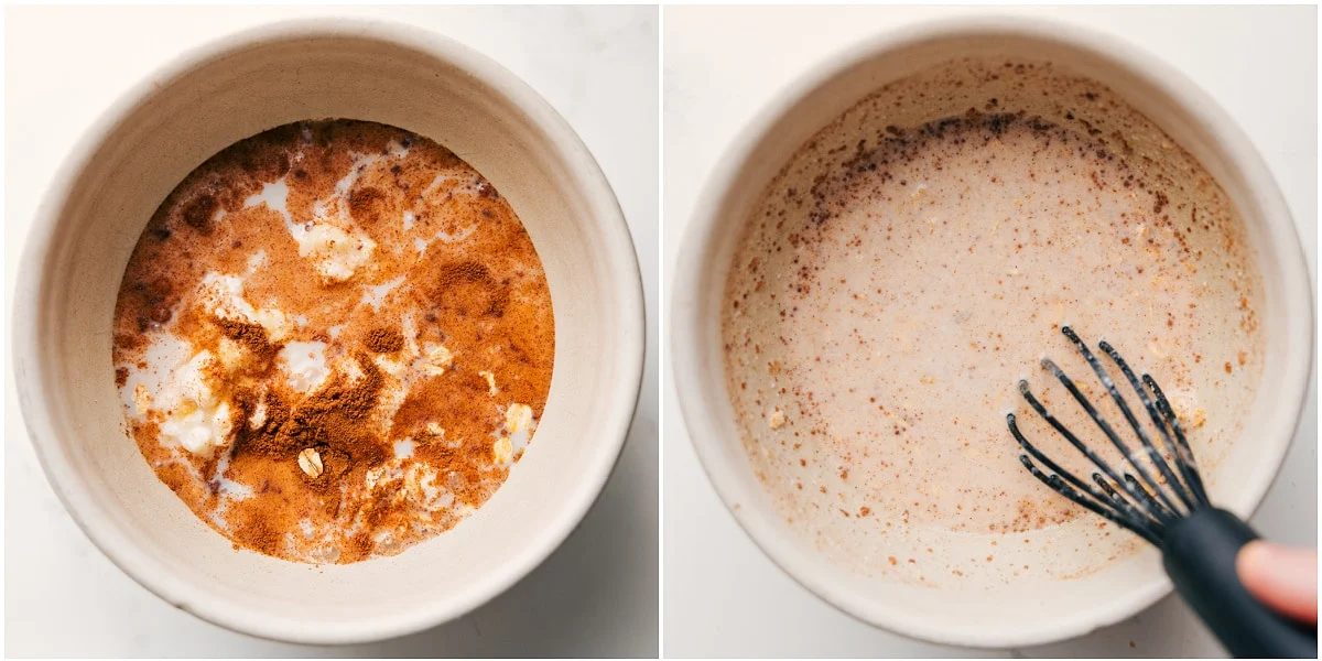 Whisking together all the base ingredients for these Overnight Oats Recipes.