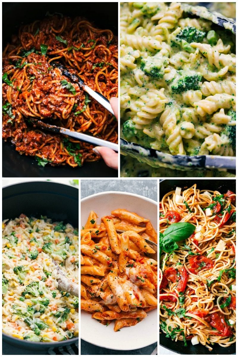 Collage of straightforward Pasta Recipes