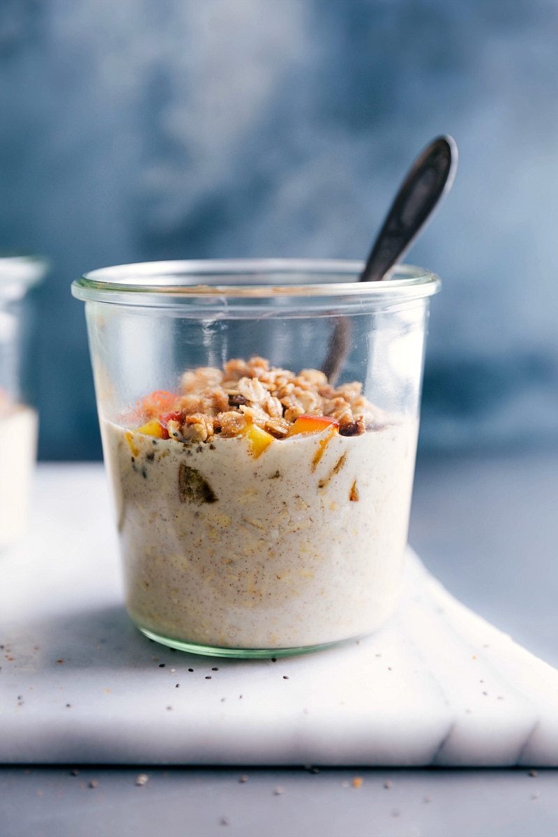 Peach Cobbler Overnight Oats for the Table