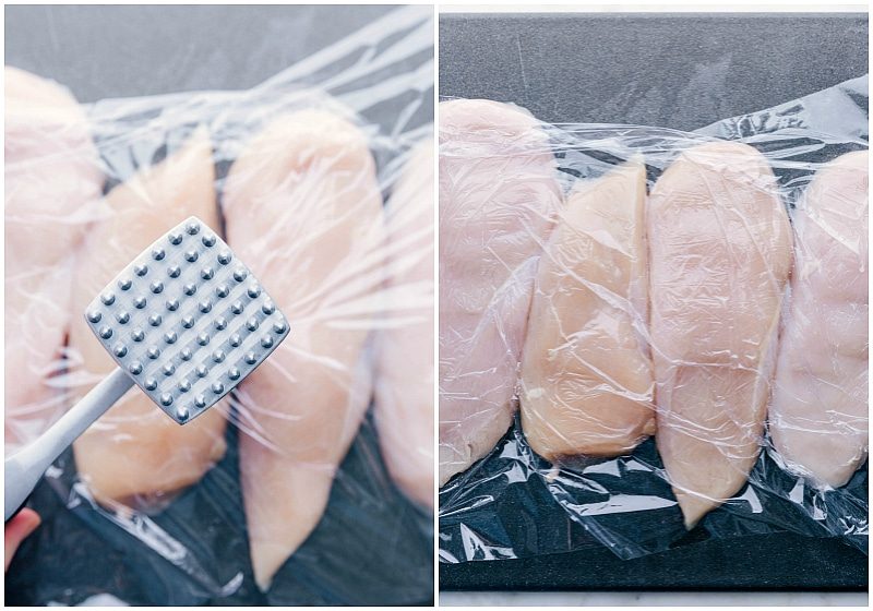 Use a meat tenderizer mallet to pound the meat to even thickness.