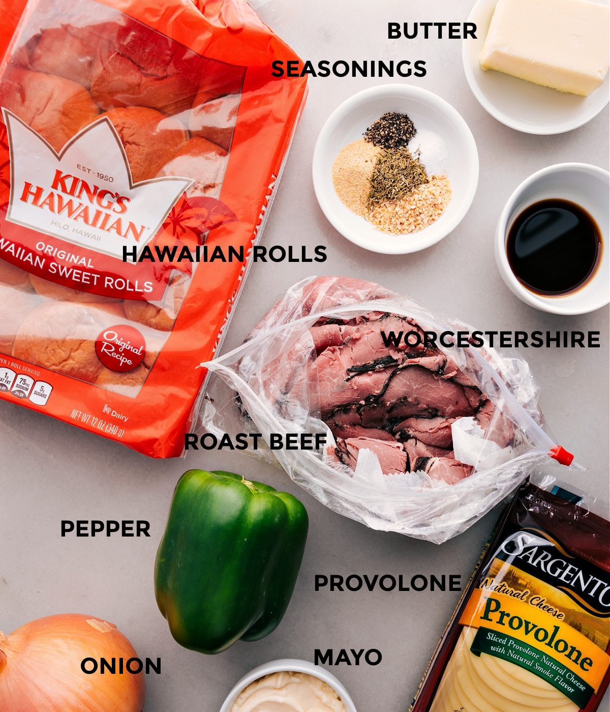 All the ingredients in this recipe prepped out for straightforward assembly.