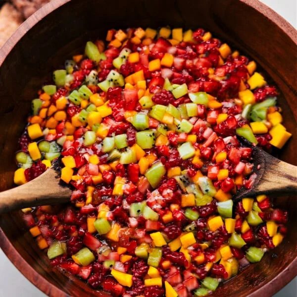 straightforward Fruit Salsa Recipe in a large bowl.