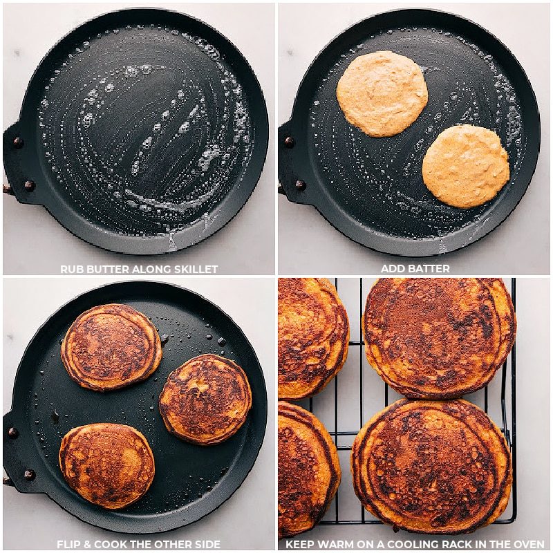 Cooking the batter on griddle to perfection.