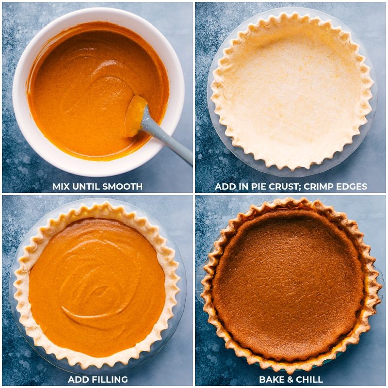 Combining spices, salt, vanilla, powdered sugar, and cream to make the Pumpkin Pie filling.