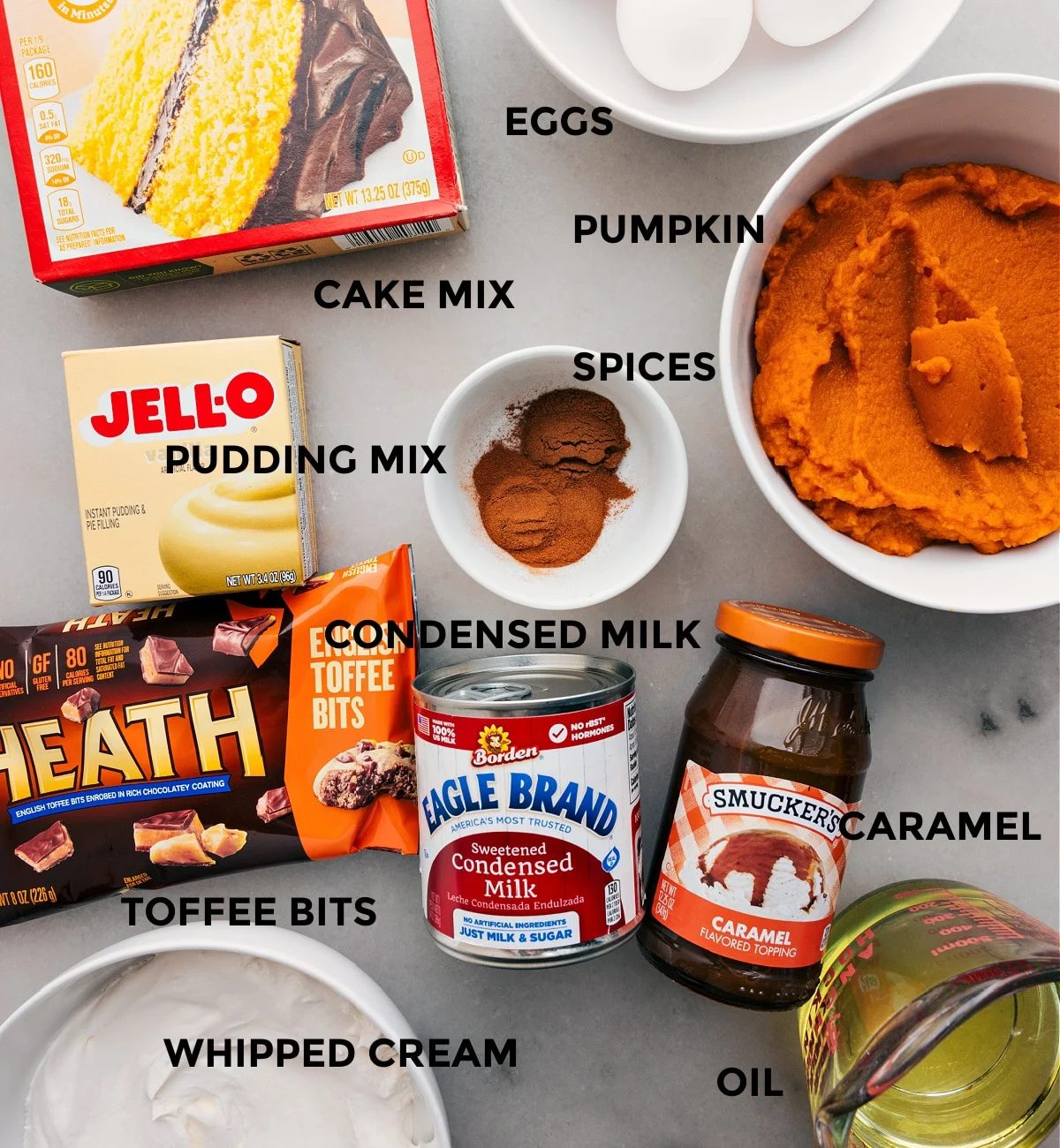 All the ingredients in this recipe prepped out for straightforward assembly.