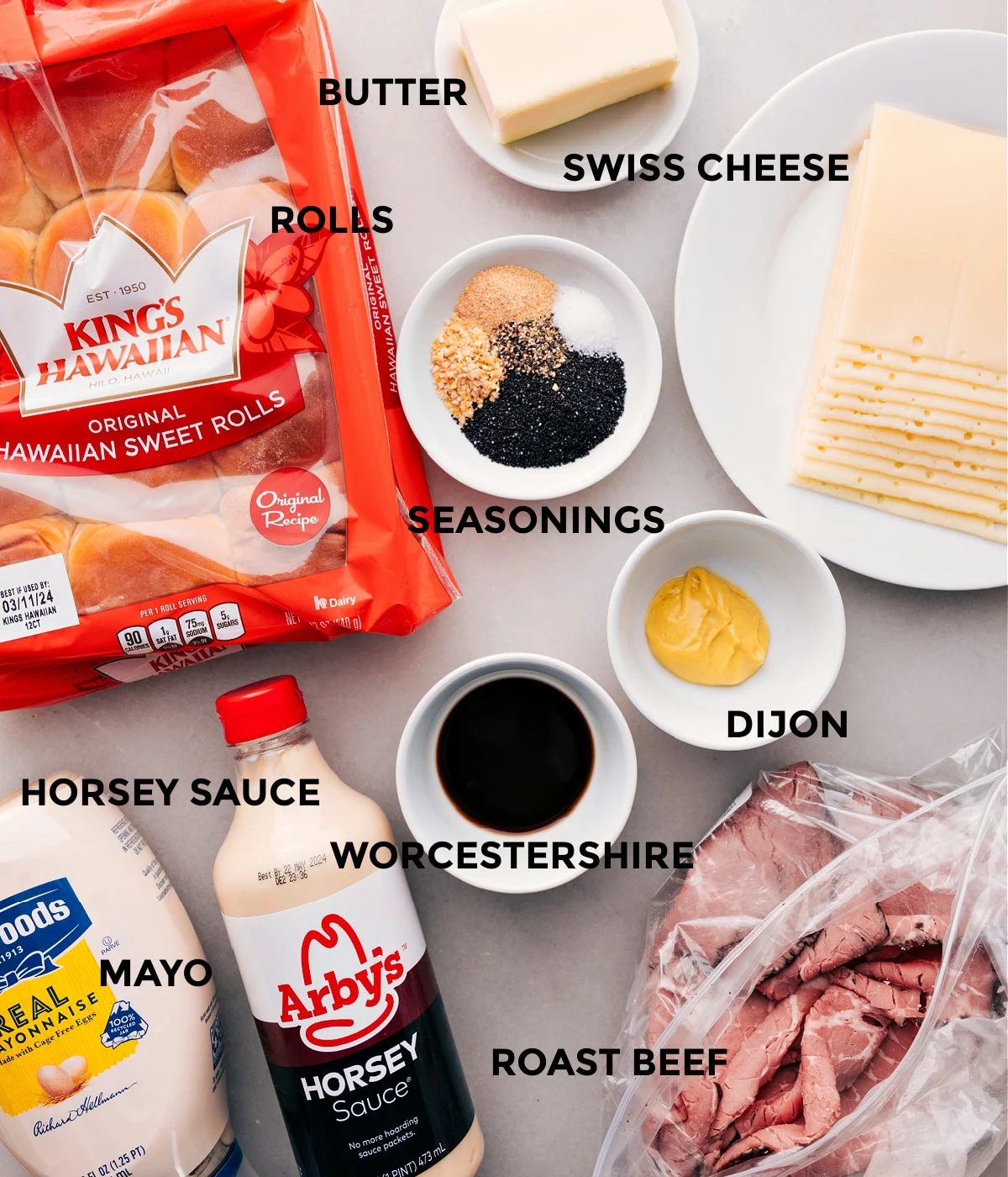 All the ingredients in this recipe prepped out for straightforward assembly.