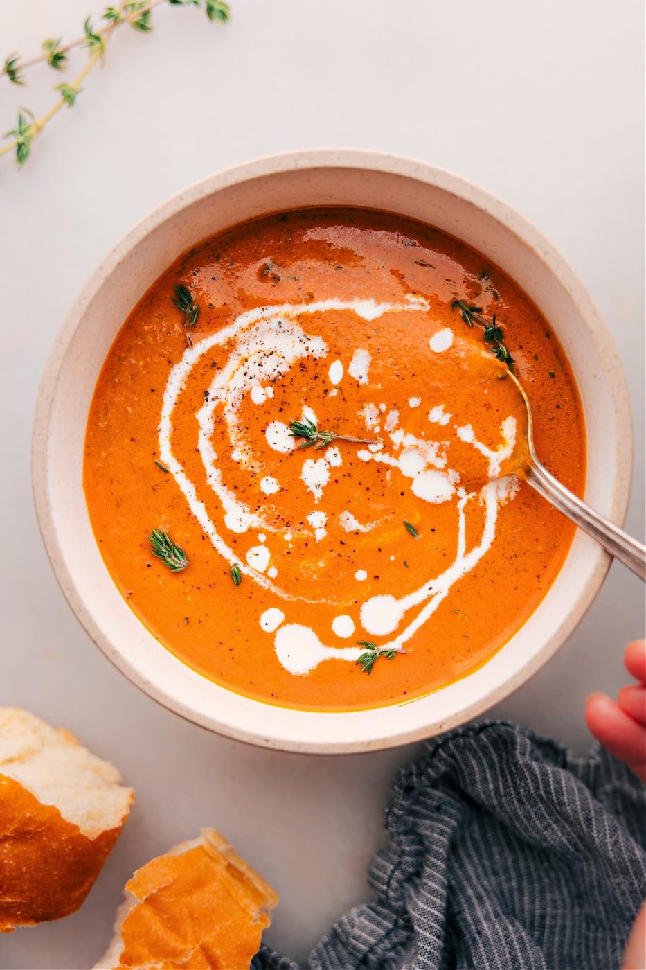Big bowl of Roasted Red Pepper Soup