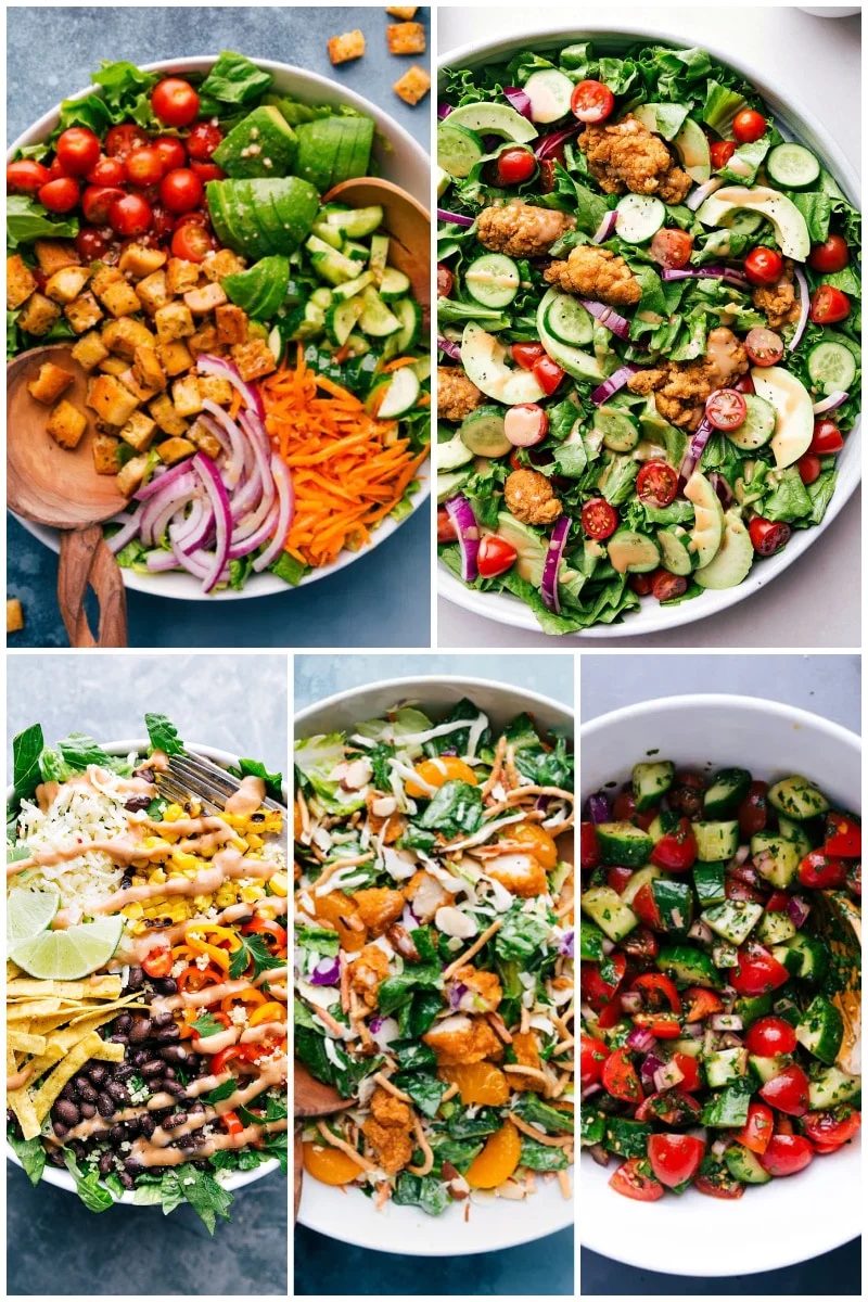 Collage of straightforward salads