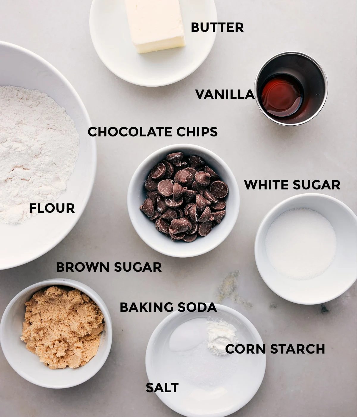 All the ingredients in this recipe prepped out for straightforward assembly.