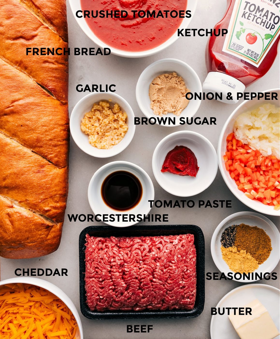 Ingredients used in this recipe prepped out for straightforward assembly.