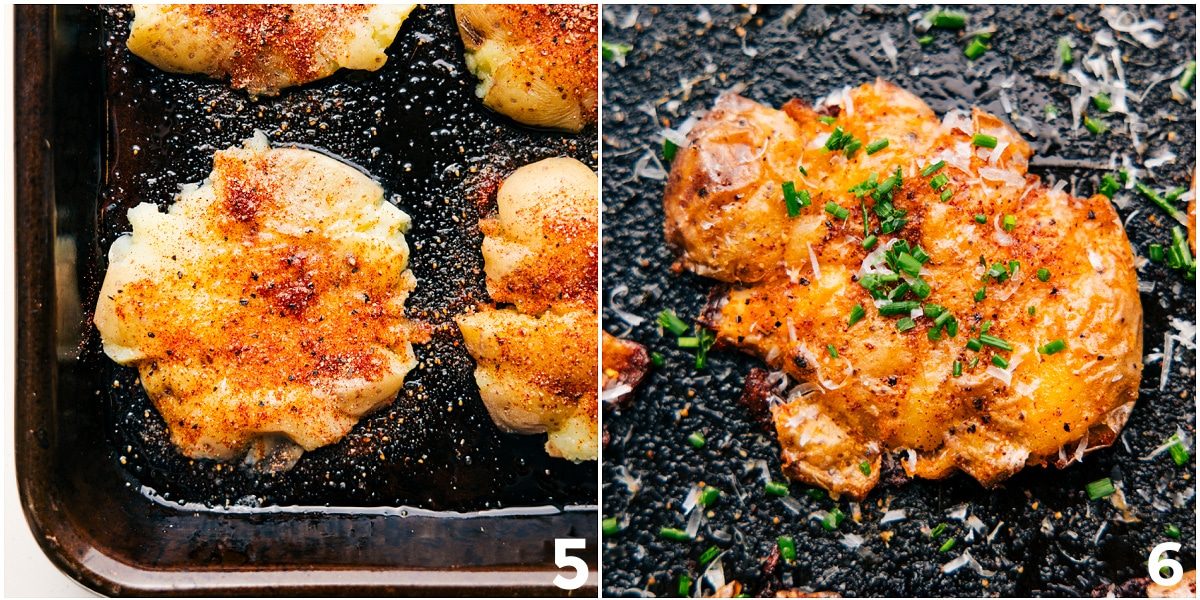 Seasonings added to the points and it roasted with freshly grated parmesan and chives on top.