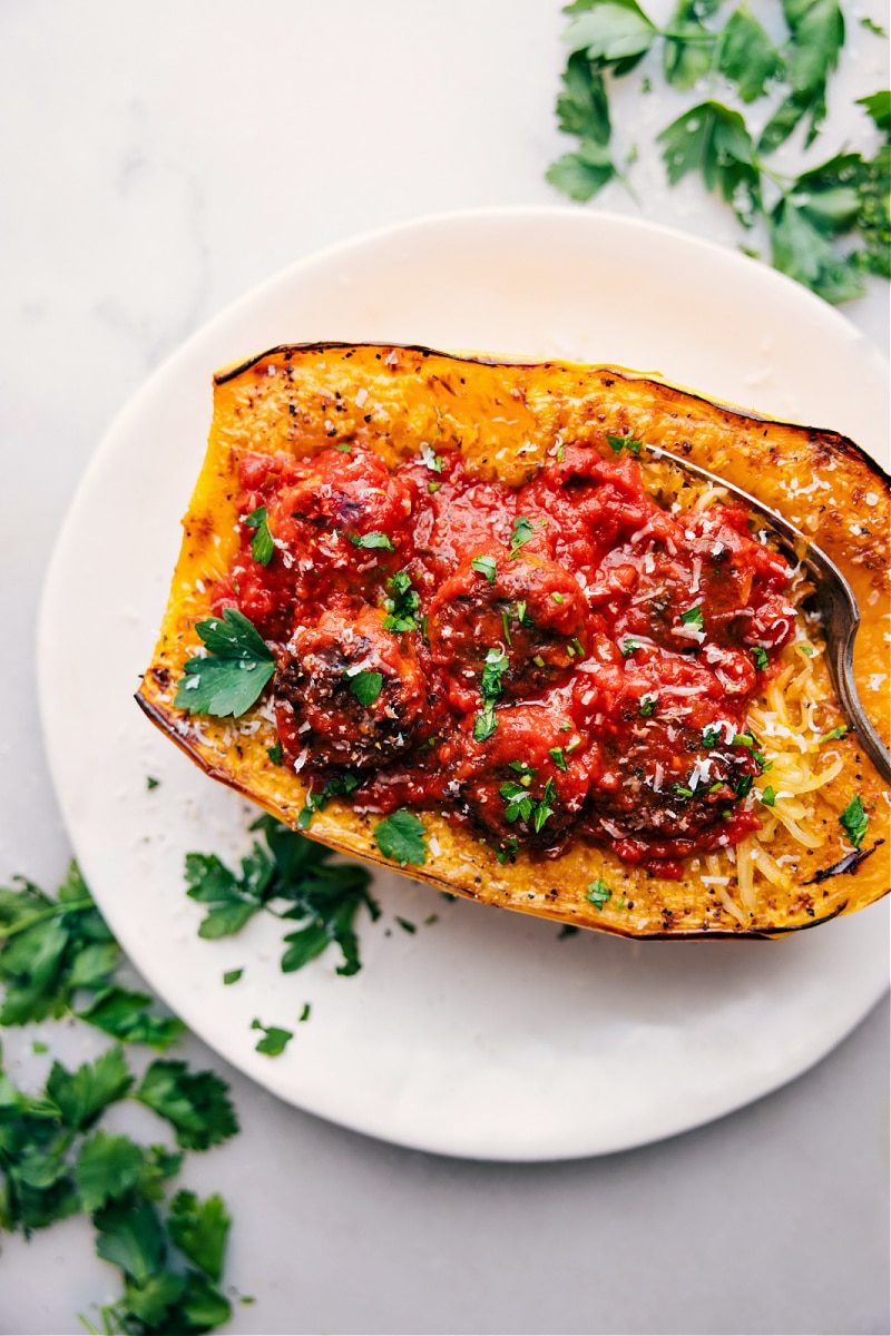 Spaghetti Squash plus Meatballs