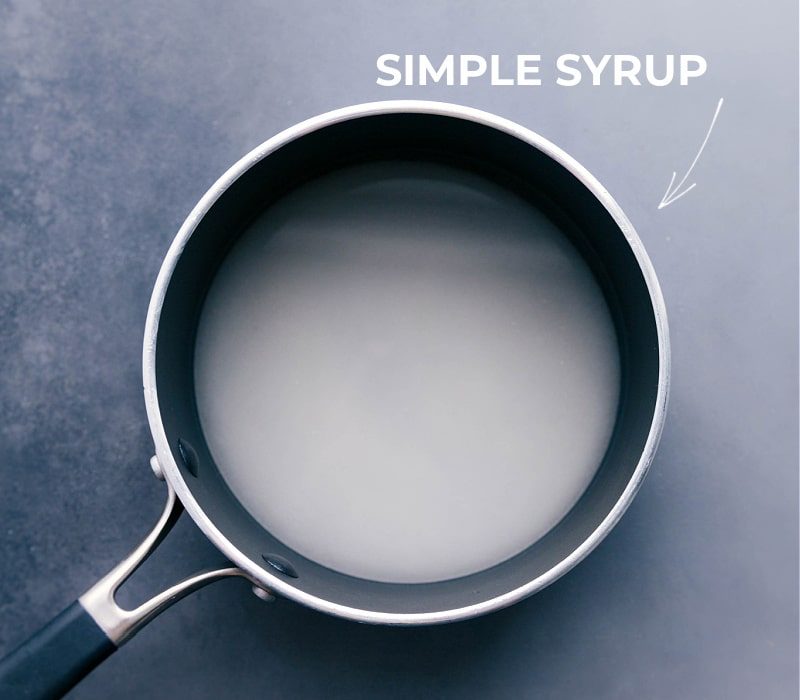 Simple syrup made in a pot to use in this drink.