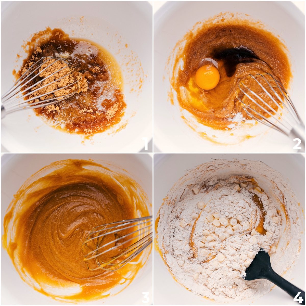 All the ingredients for Confetti Bars being mixed together in a bowl to make the dough base.