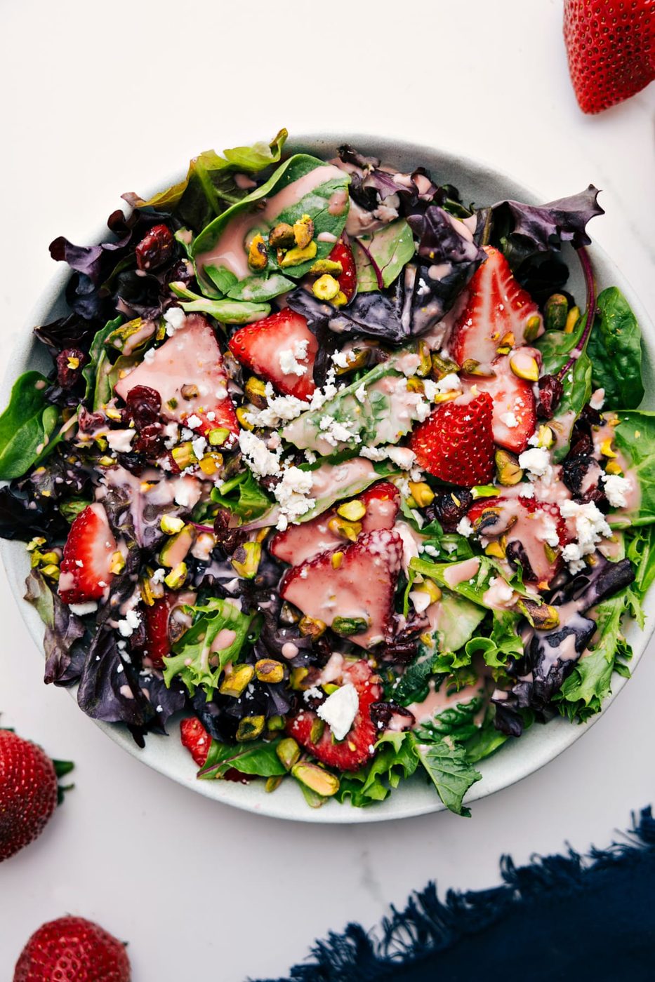 A big salad tossed together and drizzled with this satisfying dressing.