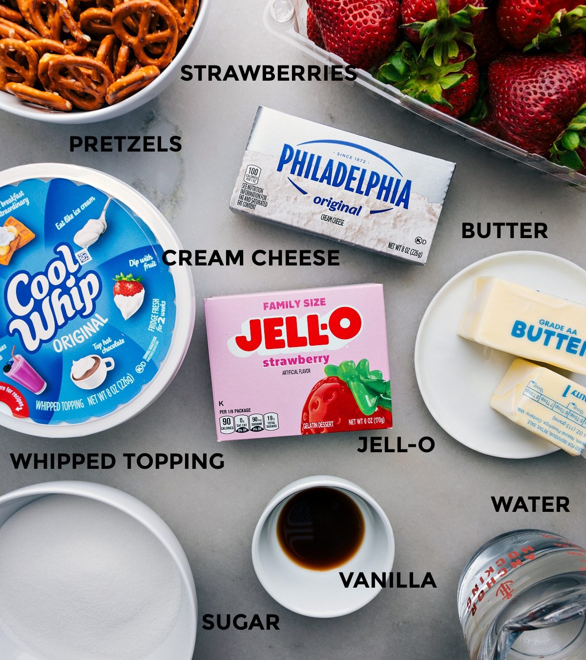 Ingredients in this recipe prepped out for straightforward assembly.