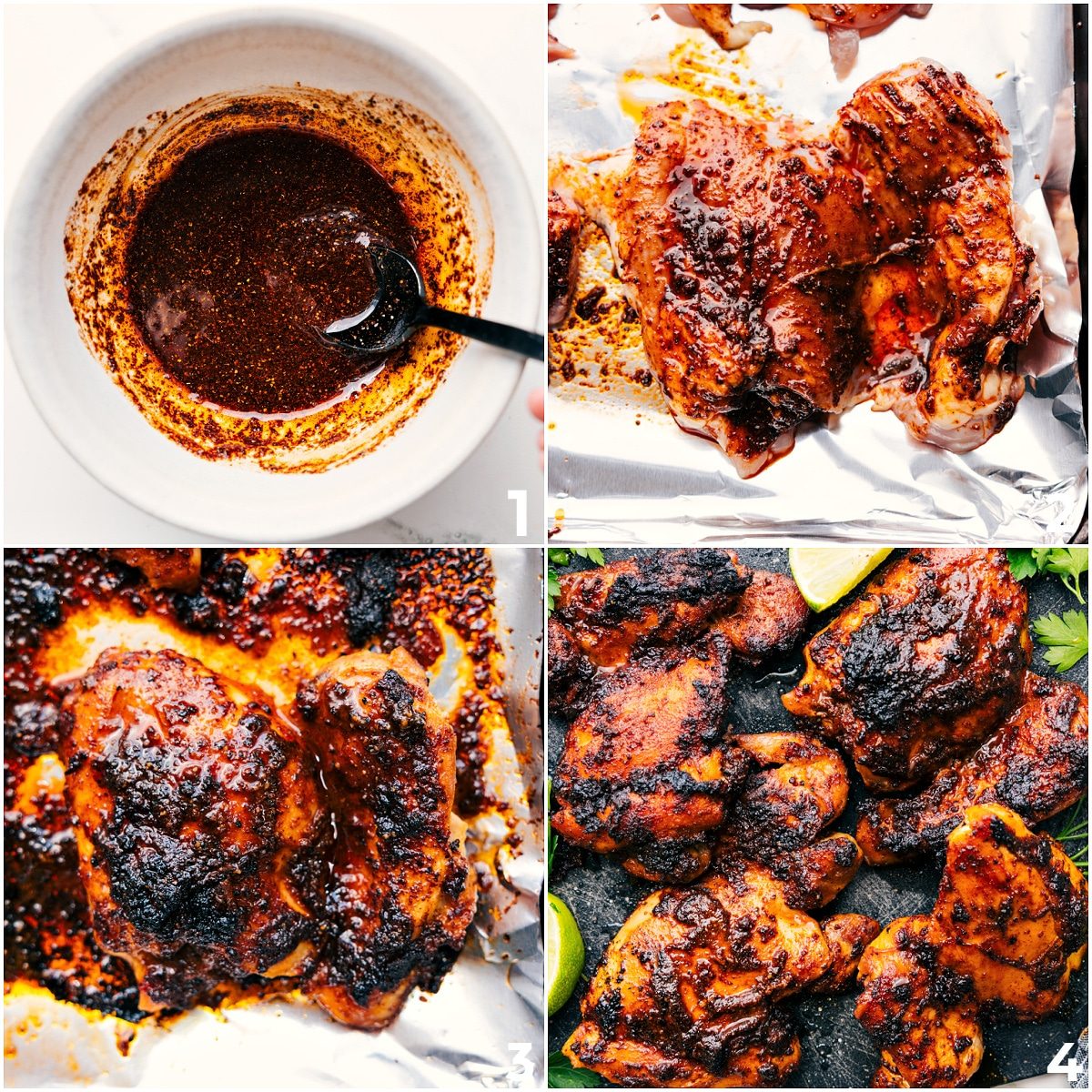 Chicken being seasoned and cooked for Street Corn Chicken Rice Bowl.