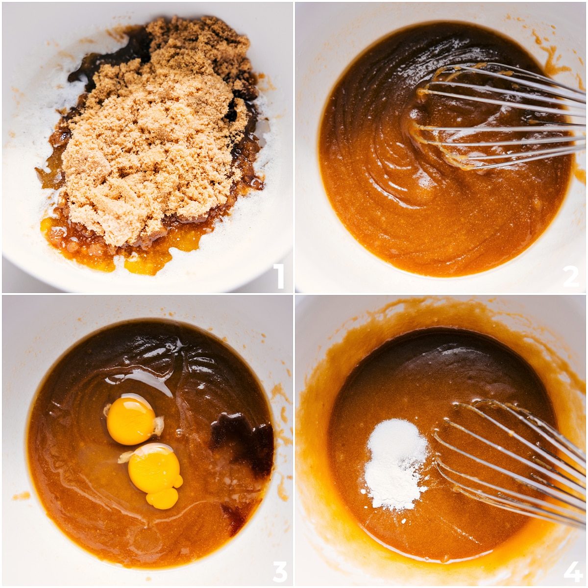 The base dough for this Sugar Cookie Bars Recipe being whisked together in one bowl.