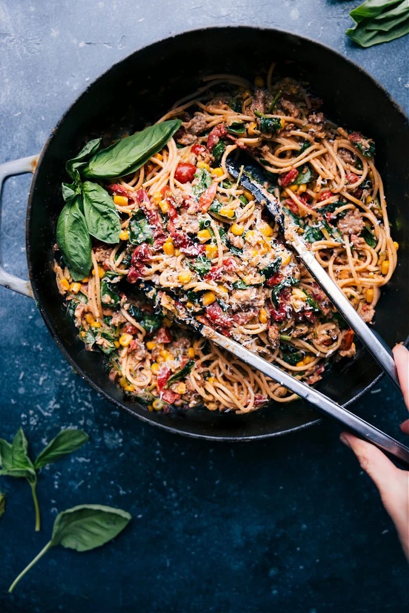 Summer Pasta in the skillet.