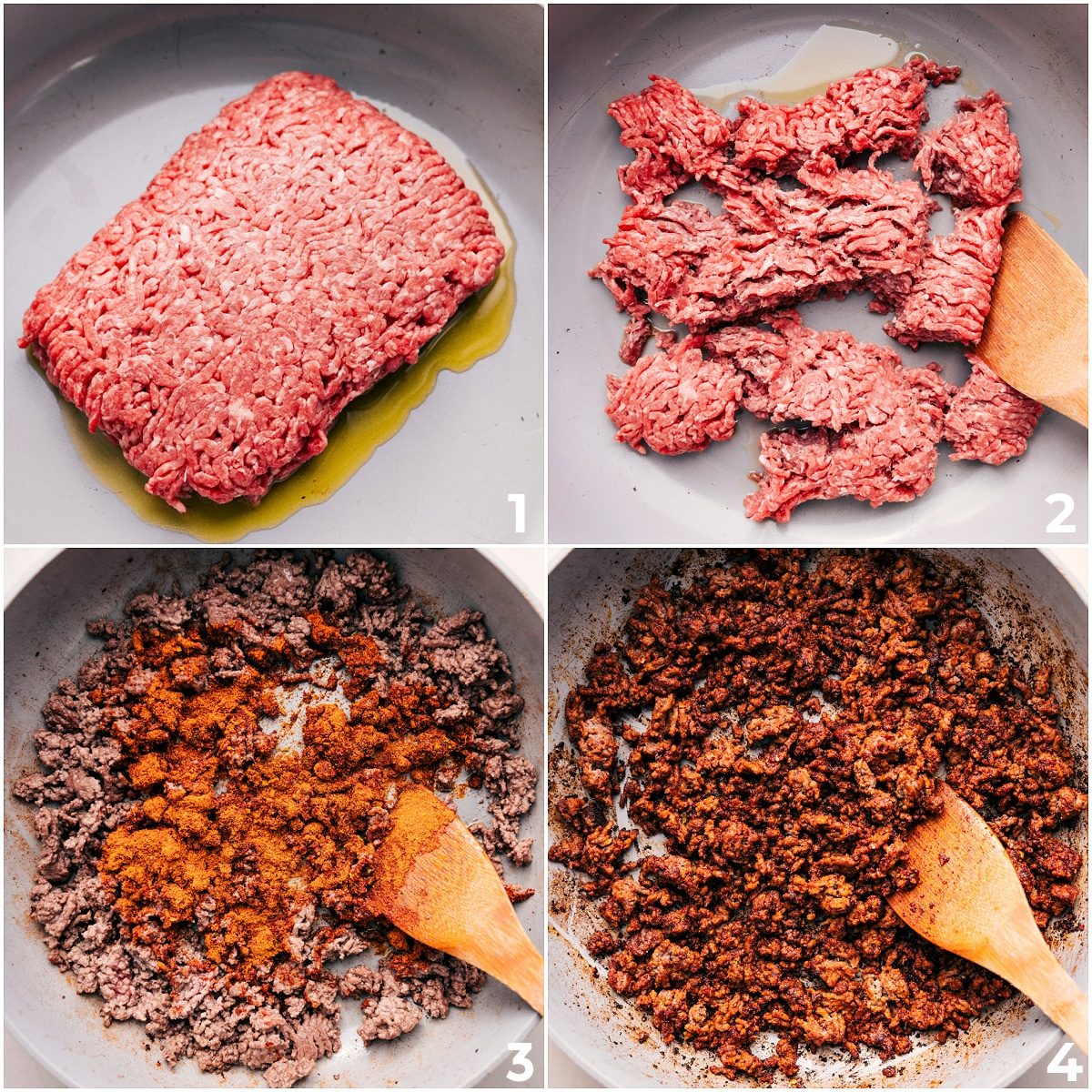 Brown the beef and add taco seasoning for this taco pasta salad.