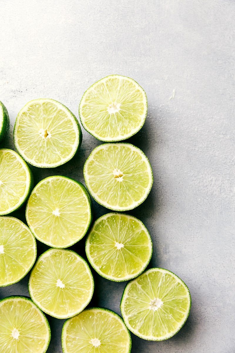 View of halved fresh limes
