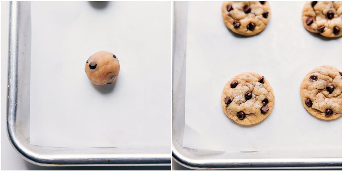 The little balls rolled out and then the tiny chocolate chip cookies baked up ready to be enjoyed.