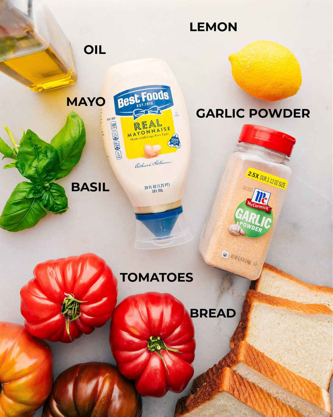 All the ingredients in this recipe prepped out for straightforward assembly.