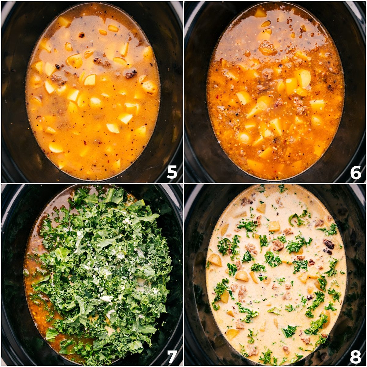 Add all the ingredients to the slow cooker and let them slow cook together.