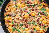 One Skillet Sausage Tortellini Bake