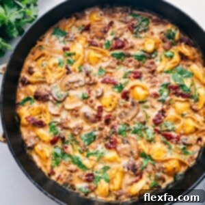 Sausage Tortellini Bake fresh out of the oven.