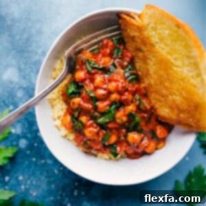 A close-up of the delicious Chickpea Beans on Toast, ready to be enjoyed.