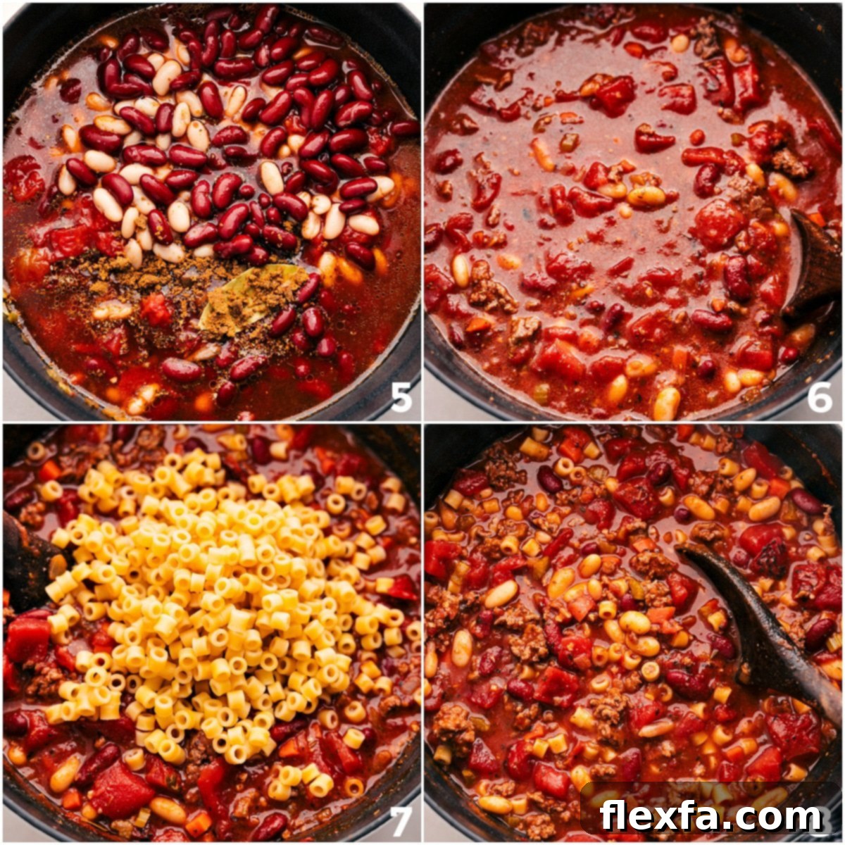 Bean And Pasta E Fagioli Soup The finished Pasta e Fagioli soup, a rich blend of beans, pasta, and savory broth, ready to be enjoyed as a hearty meal.