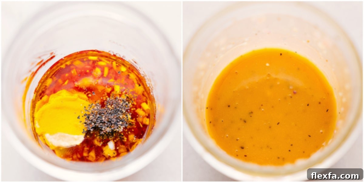 How To Make The Best Dressing For A Garden Salad A mason jar filled with freshly mixed homemade dressing for a garden salad, showing the emulsified texture, ready for shaking.