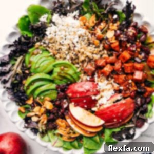 Fall Salad with Roasted Sweet Potatoes, Apples, and Cranberries