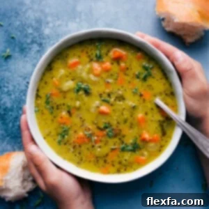 Delicious Vegetarian Split Pea Soup in a bowl