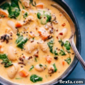 A delicious bowl of White Bean and Sausage Soup