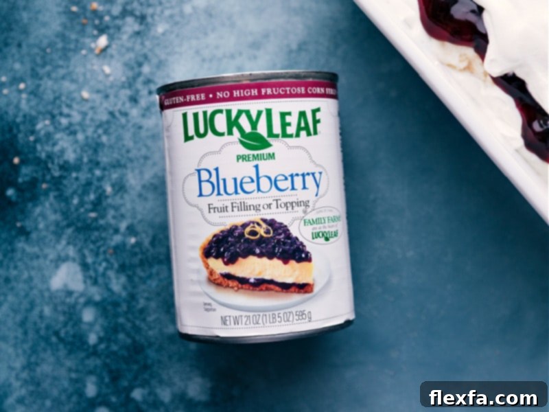 Blueberry pie filling used in this recipe.