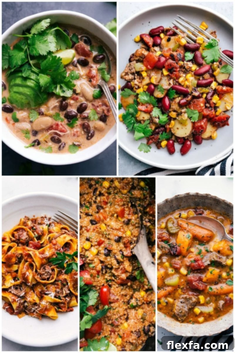 Discover top-rated, fuss-free slow cooker meals loved by our community for their taste and simplicity. From chicken enchilada soup to beef ragu, these recipes are perfect for busy weeknights and family gatherings. A collage featuring popular 'dump and go' slow cooker recipes, including hearty soups, casseroles, and stews.