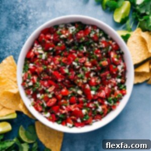 A vibrant bowl of fresh Pico de Gallo, prepared and ready to serve.
