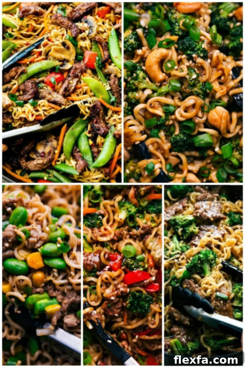 Collage of diverse and flavorful ramen noodle recipes