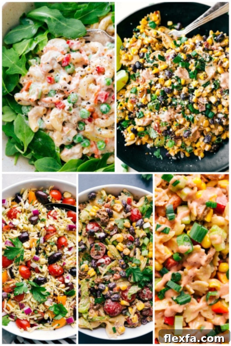 Assortment of vibrant pasta recipes ideal for barbecues and outdoor gatherings