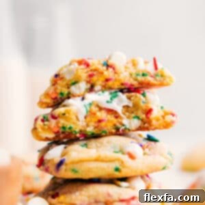 Delicious Cake Batter Cookies with sprinkles and white chocolate chips