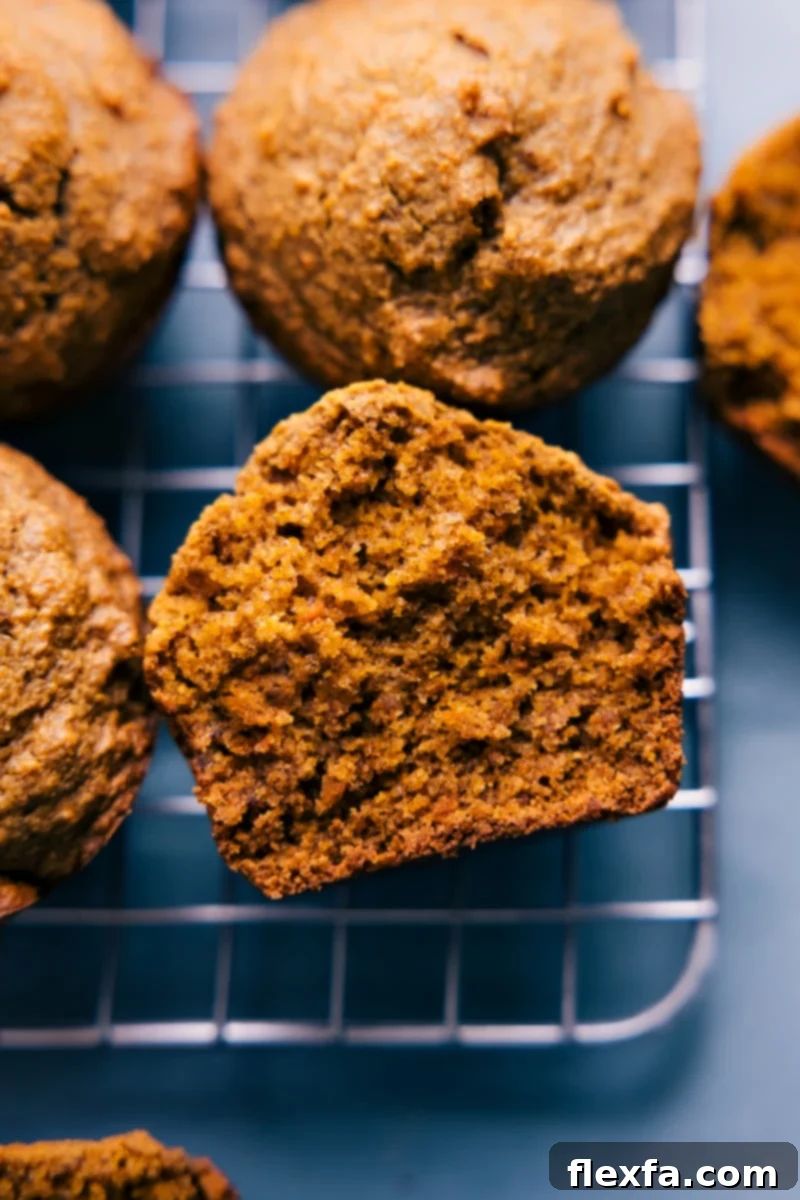 Overhead image of a batch of freshly baked Healthy Carrot Muffins, golden brown and perfectly domed, showcasing their wholesome appeal.