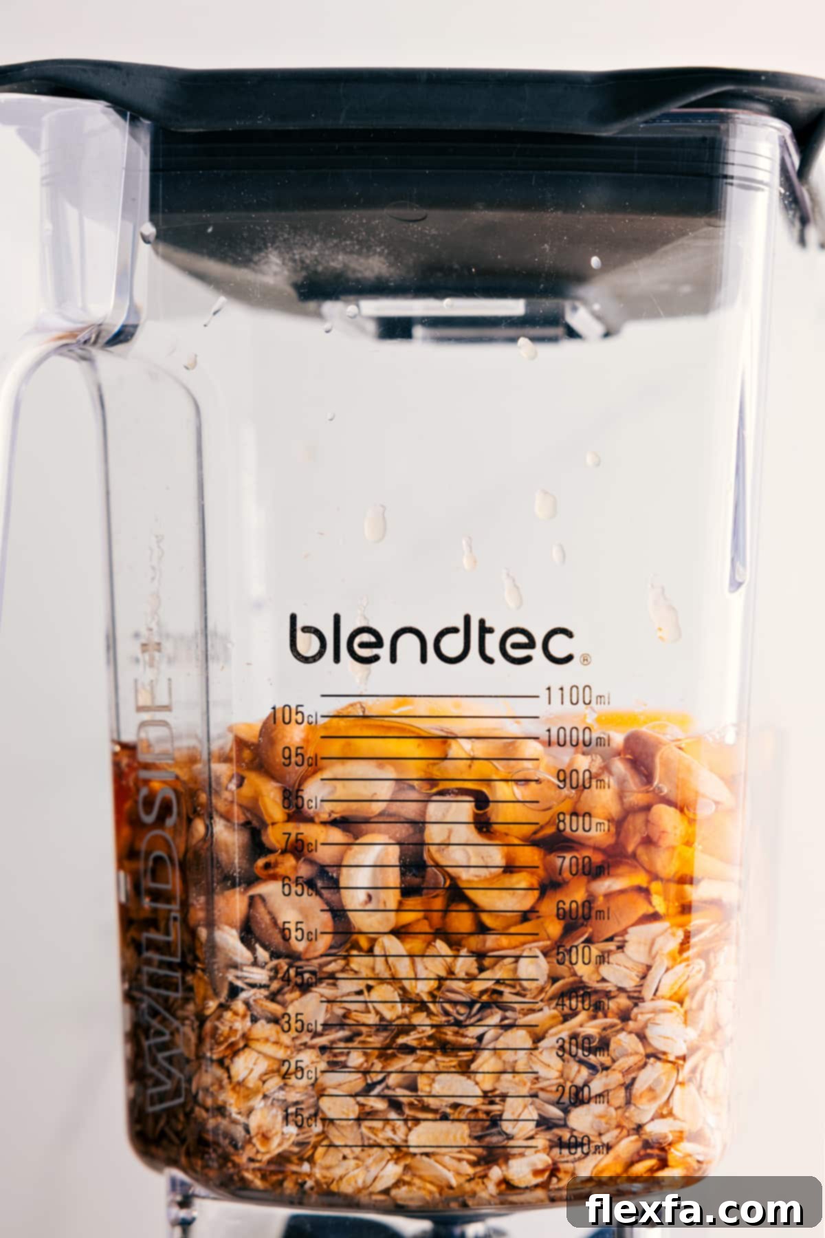 All the healthy apple cake ingredients are added to a high-speed blender, ready to be processed into a smooth batter for this convenient blender cake recipe.