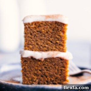 Healthy Pumpkin Cake with optional cream cheese frosting.