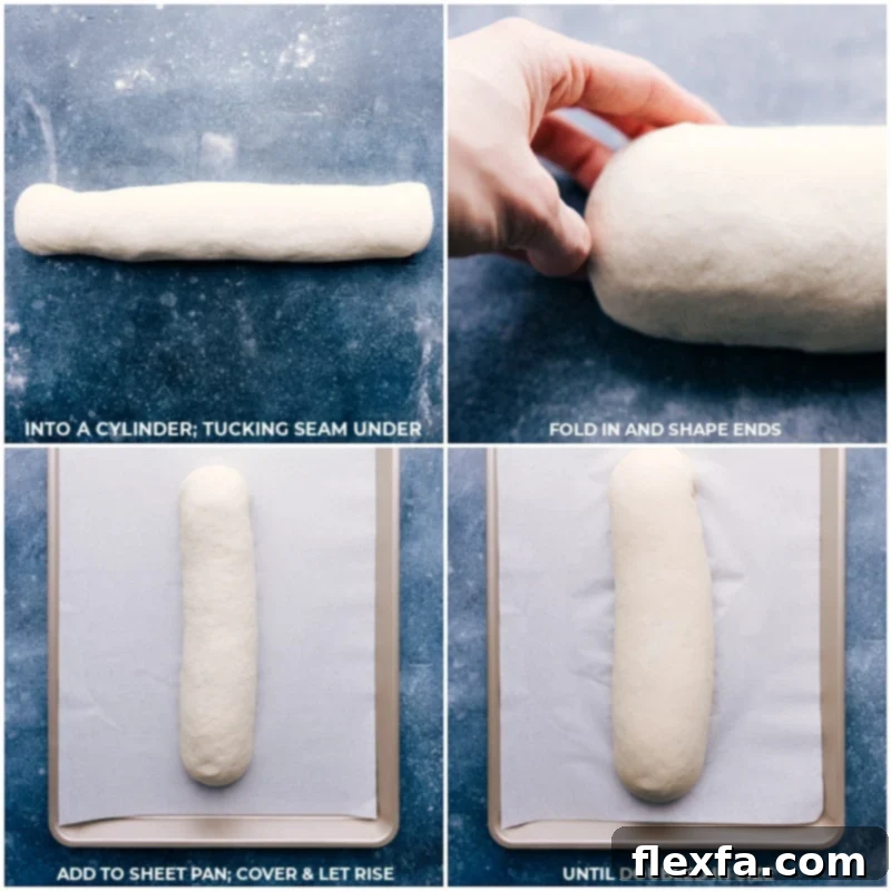 Process shots-- images of the dough being placed on parchment paper to let it rise before baking, highlighting the careful placement and spacing.