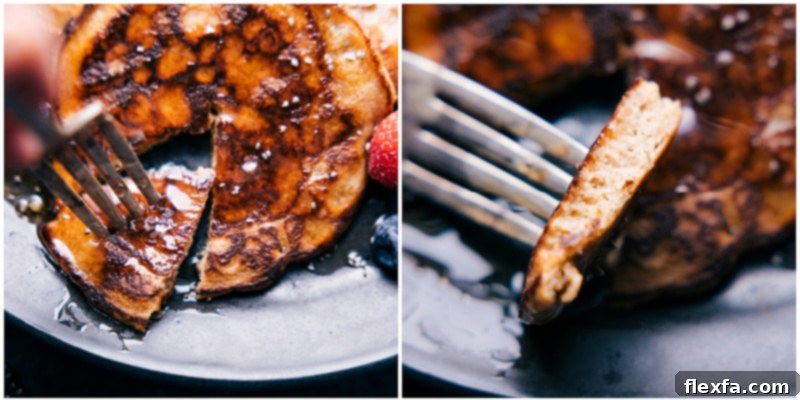 A delightful image showcasing a bite taken out of a stack of healthy pancakes, revealing their fluffy interior and tempting texture, inviting viewers to savor the wholesome goodness.