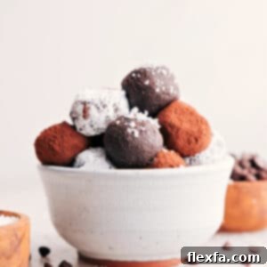 Finished chocolate truffles coated in various toppings